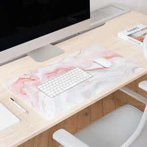 Realspace Pink Gold Marble Desk Pad Protector 26x14.8 Office Mat 4781097 NEW